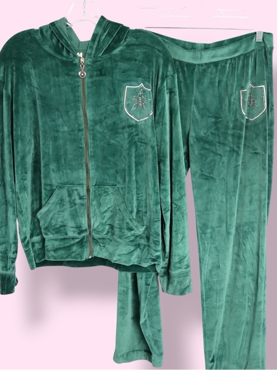 Teen fitness Pants - Teen Fitness Velour Tracksuit Set Green Hoodie & Pants Y2K Matching Set
